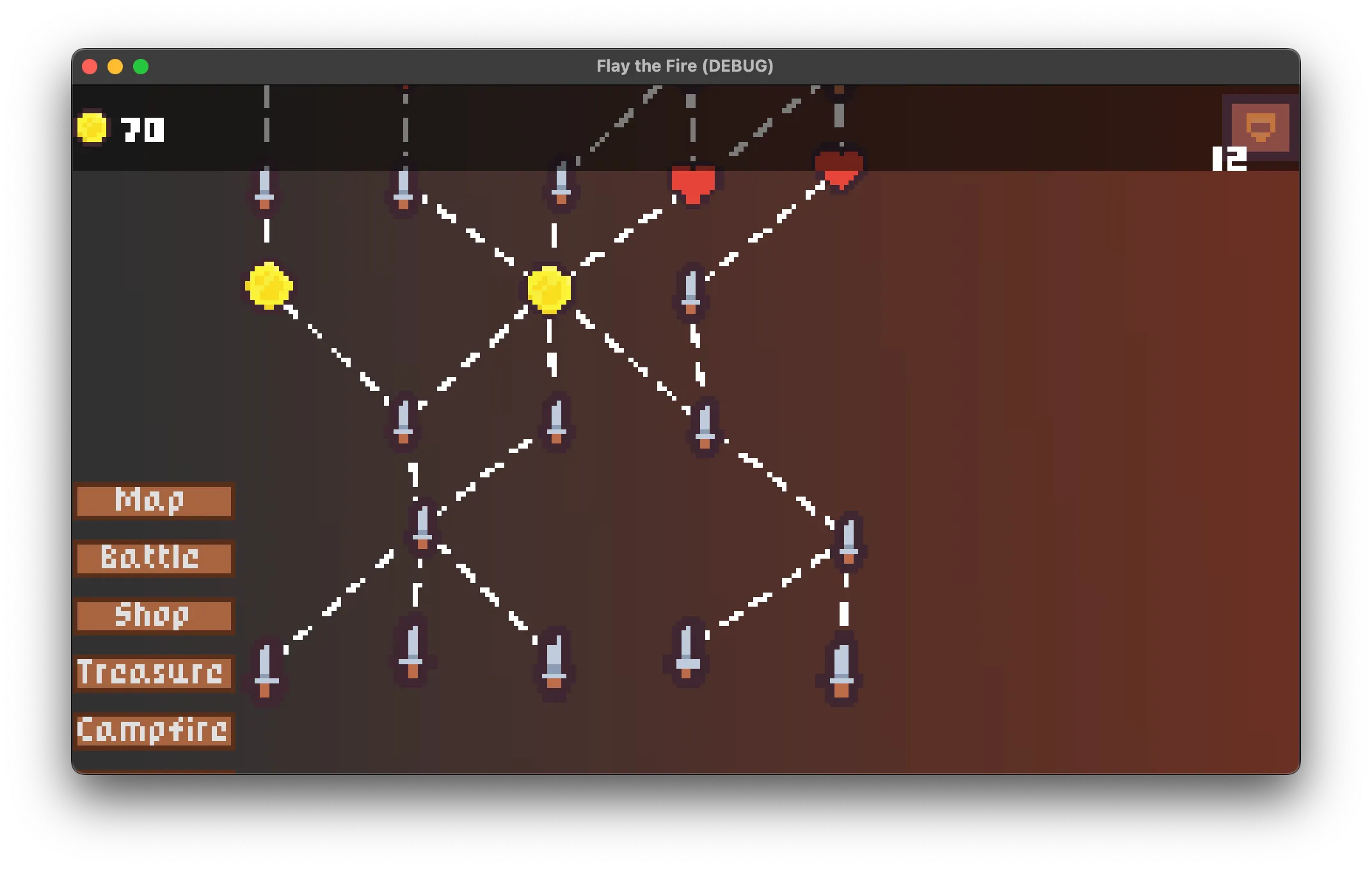 Pixel art slay the spire clone map