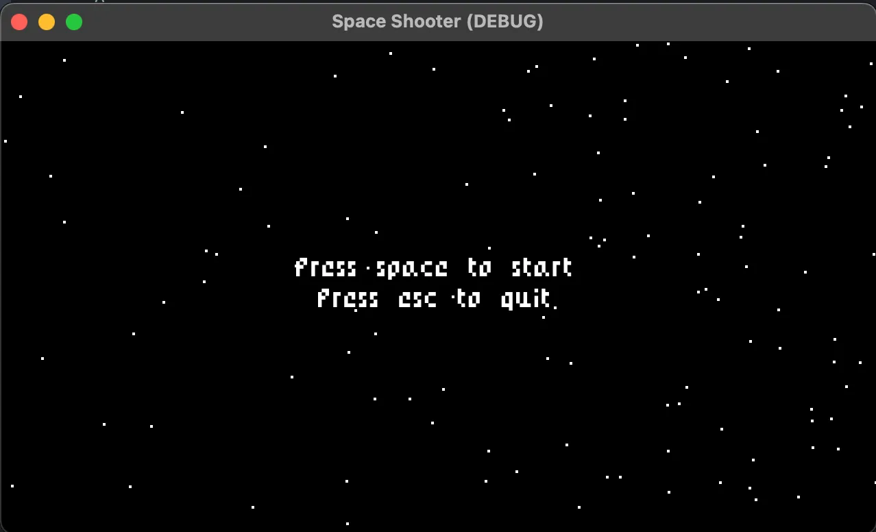 Space shooter start menu